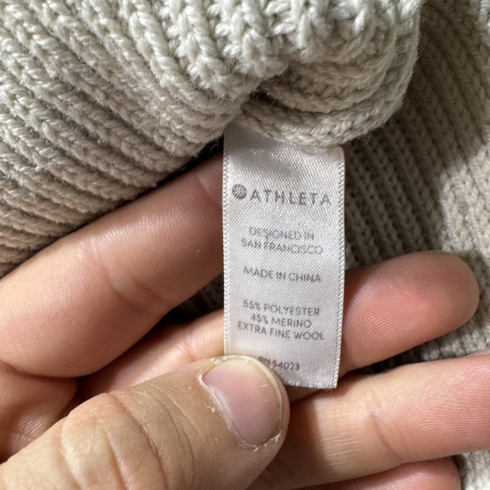 Athleta Sweater Womens Large V Neck Merino Wool Blend Pullover Knit Long Sleeve - Picture 8 of 13